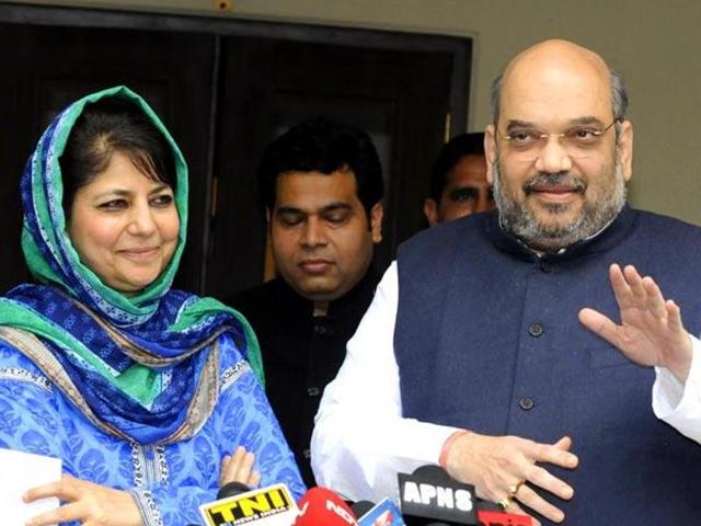 A day after PDP chief Mehbooba Mufti met BJP chief Amit Shah in New Delhi, a source in her party indicated the back-channel talks between the two sides on formation of a new government have failed. (Sonu Mehta/Ht File Photo) A day after PDP chief Mehbooba Mufti met BJP chief Amit Shah in New Delhi, a source in her party indicated the back-channel talks between the two sides on formation of a new government have failed. (Sonu Mehta/Ht File Photo)