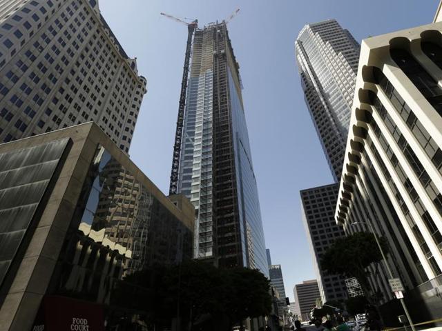 The Wilshire Grand Tower on South Figueroa Street where a worker fell to his death on Thursday. (AP Photo) The Wilshire Grand Tower on South Figueroa Street where a worker fell to his death on Thursday. (AP Photo)