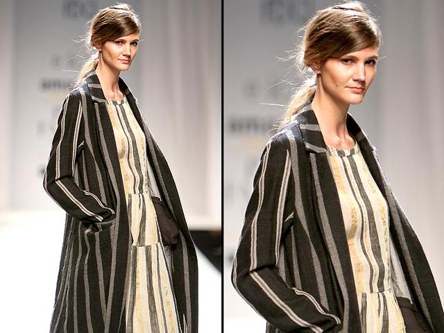 Illusion stripes trended on Eka’s runway. (Raajeesh Kashyap/Hindustan Times)