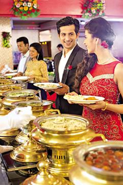 The buffet spreads at Indian weddings take in everything from Thai to Chinese to Indian food, and the desserts are best described as a heart attack on a plate (Images Bazaar)