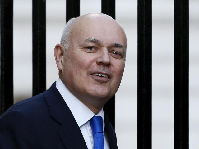 British Work and Pensions Secretary Iain Duncan-Smith leaves after attending a pre-Budget cabinet meeting at 10 Downing Street, London, on Wednesday. (AFP) British Work and Pensions Secretary Iain Duncan-Smith leaves after attending a pre-Budget cabinet meeting at 10 Downing Street, London, on Wednesday. (AFP)