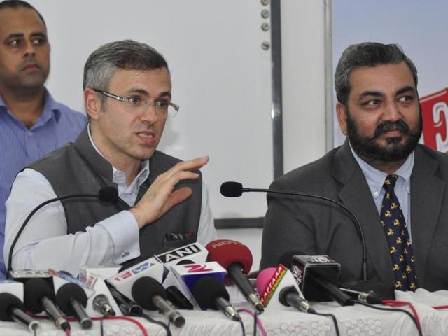 Former J&K chief minister Omar Abdullah addressing media at GNN College, Doraha on Saturday. (Sikander Singh Chopra/HT Photo) Former J&K chief minister Omar Abdullah addressing media at GNN College, Doraha on Saturday. (Sikander Singh Chopra/HT Photo)