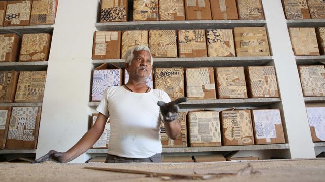 Suraj Narayan Titanwala at his printing and dyeing unit in Bagru, Rajasthan. (Himanshu Vyas/HT Photo)