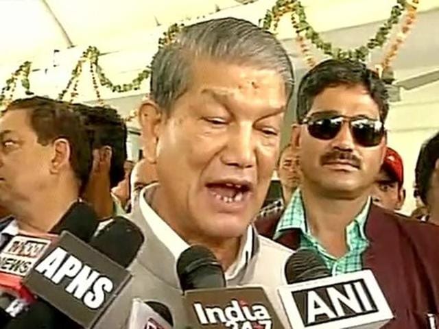 Uttarakhand chief minister Harish Rawat. The state plunged into crisis after the opposition BJP claimed support of nine Congress MLAs and staked claim to power.(ANI)