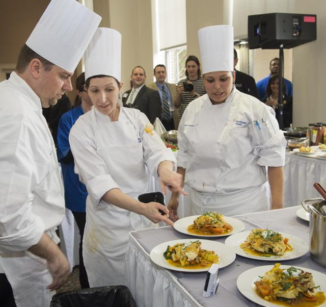 Janisa Freysinet, North Shore University Hospital; Patricia Sobel, Northern Westchester Hospital; and Russell Ficke, Syosset Hospital, said their award winning healthy food was inspired by Indian cooking. (Twitter)