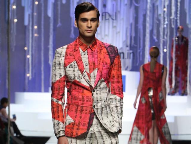 Designers Rohit-Rahul kept it urbane and chic for the men with their pop styles.  (Raajessh Kashyap/HT) 