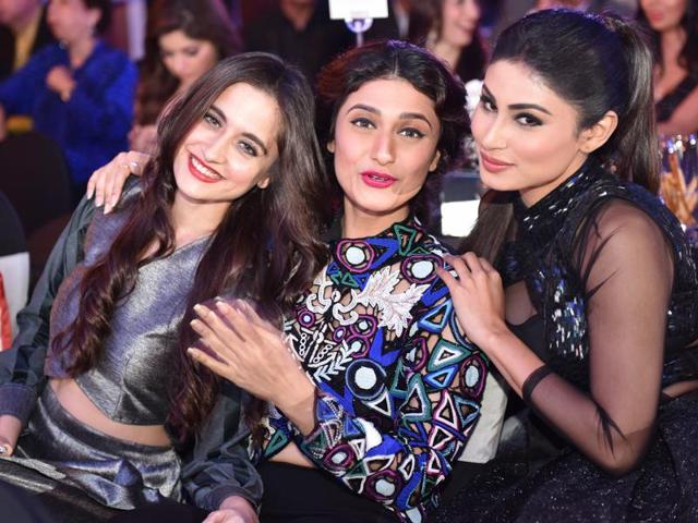 TV actors Sanjeeda Sheikh, Ragini Khanna and Mouni Roy. (Pratham Gokhale/HIndustan Times) 