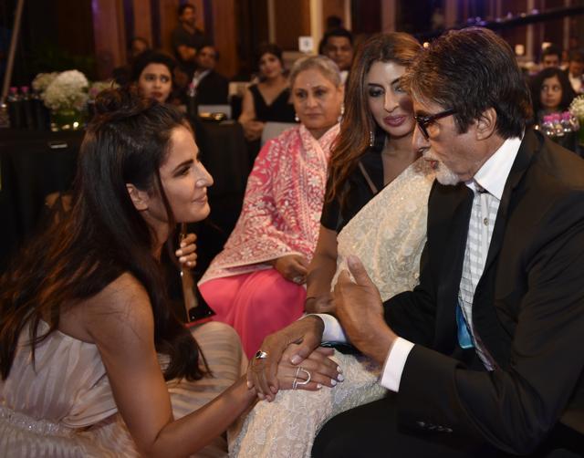Katrina Kaif with the Bachchans, Amitabh, Sweta and Jaya, at Hindustan Times Most Stylish Awards 2016. (Hindustan Times)