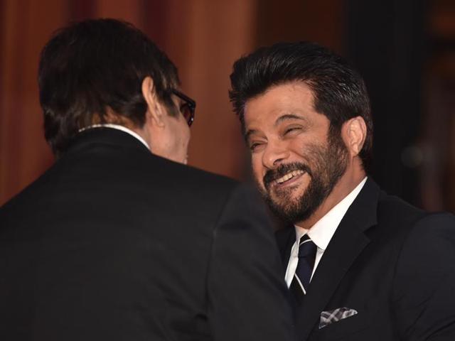 Anil Kapoor meets Amitabh Bachchan HT Most Stylish Awards 2016. (Pratham Gokhale/HT Photo) 
