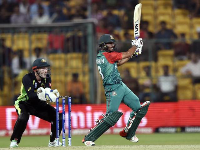 Bangladesh player Mohammad Mithun during T20 World Cup league match. (Vipin Kumar/HT Photo) Bangladesh player Mohammad Mithun during T20 World Cup league match. (Vipin Kumar/HT Photo)