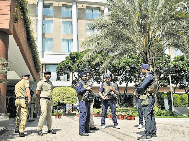 Presence of the Pakistani cricket team in the city, which is set to face New Zealand for their next T20 match at PCA stadium on Tuesday, is resulting in mounting pressure on the local cops to ensure security. (Ravi Kumar/HT Photo) Presence of the Pakistani cricket team in the city, which is set to face New Zealand for their next T20 match at PCA stadium on Tuesday, is resulting in mounting pressure on the local cops to ensure security. (Ravi Kumar/HT Photo)