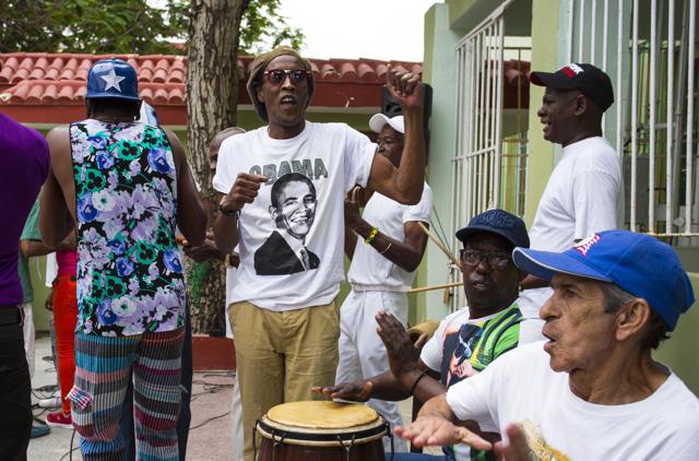 A musician performs wearing a T-shirt designed with an image of President Barack Obama at a weekly rumba dance gathering in Havana. (AP Photo) A musician performs wearing a T-shirt designed with an image of President Barack Obama at a weekly rumba dance gathering in Havana. (AP Photo)