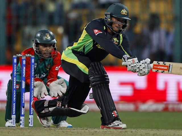 Bangladesh's wicketkeeper Mushfiqur Rahim, left, watches Australia's Usman Khawaja play a shot. (AP Photo) Bangladesh's wicketkeeper Mushfiqur Rahim, left, watches Australia's Usman Khawaja play a shot. (AP Photo)