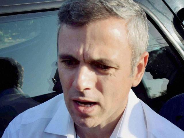 J-K National Conference president, Omar Abdullah, addresses media outside Raj Bhawan in Jammu. (PTI Photo) J-K National Conference president, Omar Abdullah, addresses media outside Raj Bhawan in Jammu. (PTI Photo)