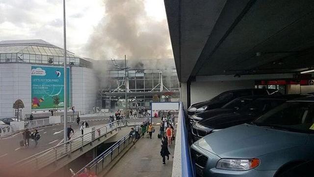 An image shared on social media showed smoke rising from the Zaventem airport in Brussels on Tuesday. (Twitter) An image shared on social media showed smoke rising from the Zaventem airport in Brussels on Tuesday. (Twitter)