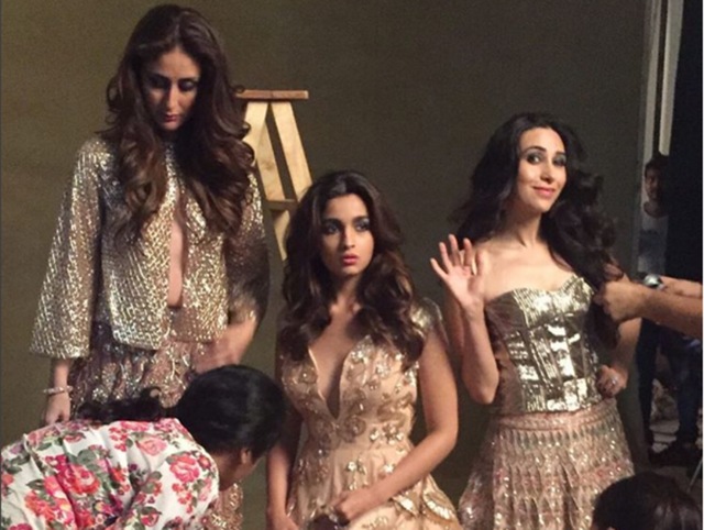 Kareena and Karisma are joined by Alia Bhatt for a fashion shoot. 