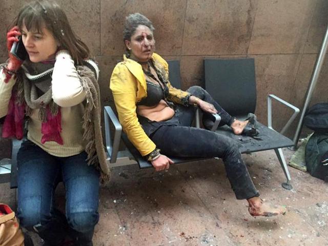 At least 13 people have been killed after two explosions occured in the departure hall of Brussels Airport.(AFP)