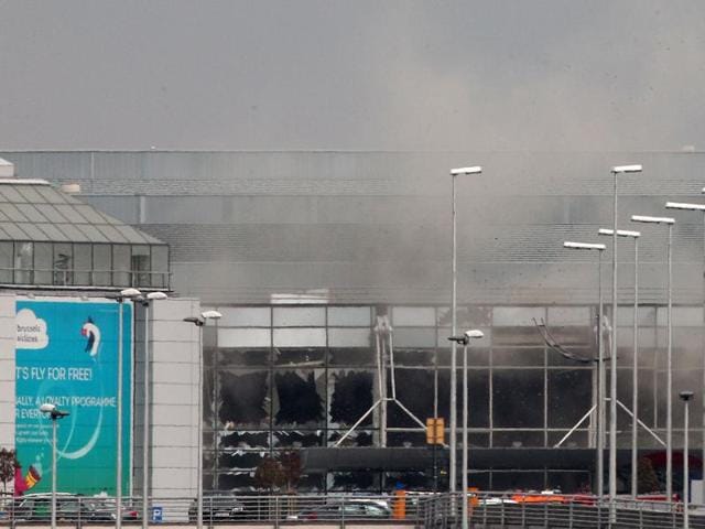 Smoke billows from the Zaventem Airport after a controlled explosion, in Brussels. (AP) Smoke billows from the Zaventem Airport after a controlled explosion, in Brussels. (AP)