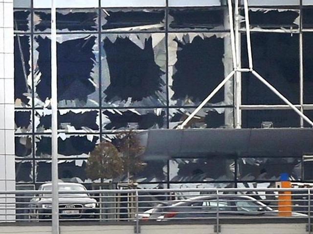 Broken windows seen at the scene of explosions at Zaventem airport near Brussels, Belgium. (Reuters) Broken windows seen at the scene of explosions at Zaventem airport near Brussels, Belgium. (Reuters)