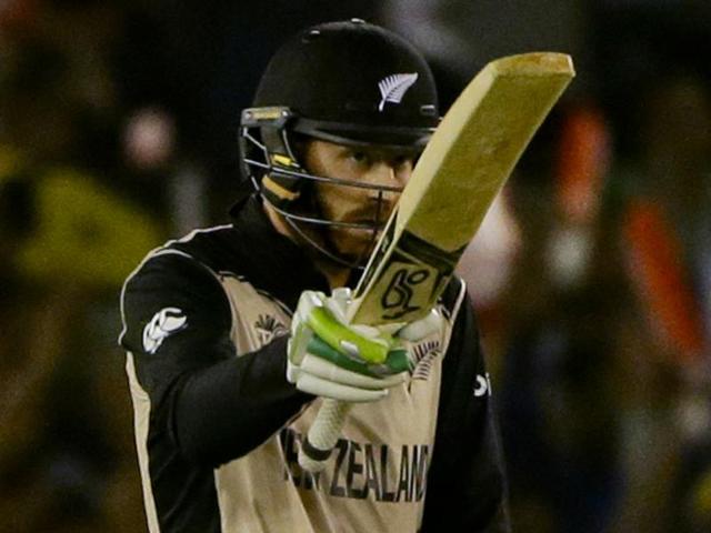 New Zealand's Martin Guptill celebrates his fifty runs against Pakistan. (AP Photo) 