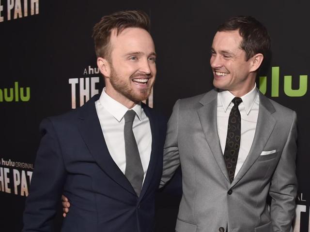 Aaron Paul, known for his role as Jesse Pinkman in Breaking Bad and Hannibal star Hugh Dancy arrive at the premiere of Hulu's The Path at ArcLight Hollywood. (AFP) Aaron Paul, known for his role as Jesse Pinkman in Breaking Bad and Hannibal star Hugh Dancy arrive at the premiere of Hulu's The Path at ArcLight Hollywood. (AFP)