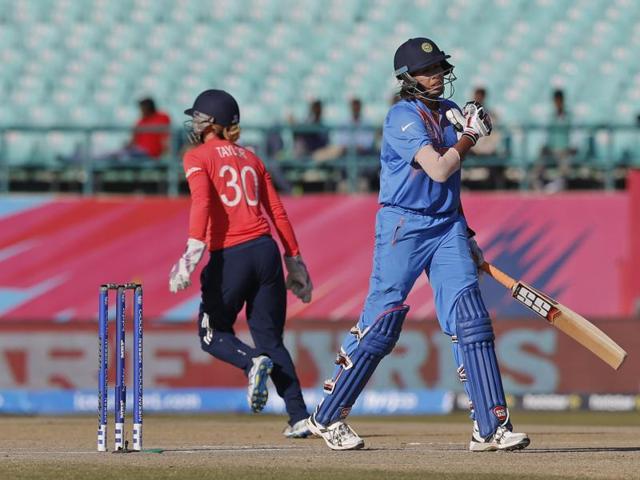 India's Smriti Mandhana walks back after her dismissal. (AP) India's Smriti Mandhana walks back after her dismissal. (AP)
