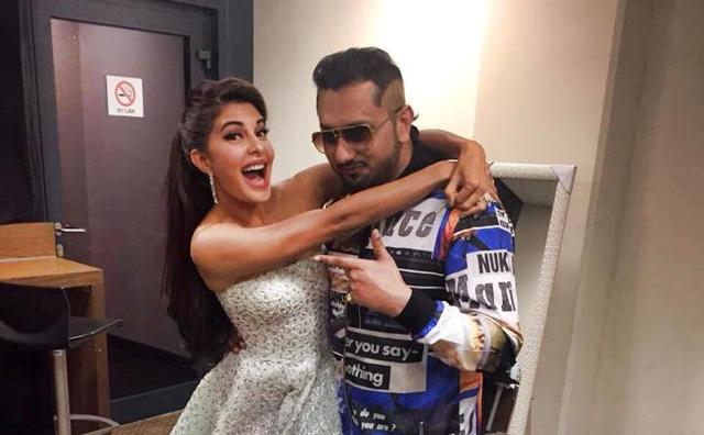 Honey Singh with Jacqueline Fernandez in Dubai during the award function. (Facebook) Honey Singh with Jacqueline Fernandez in Dubai during the award function. (Facebook)