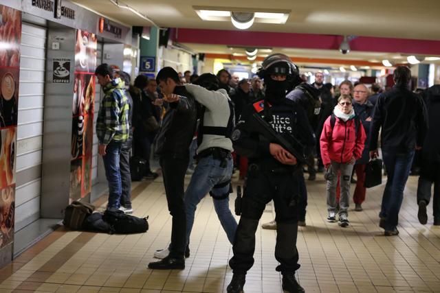 Police forces make searches inside the North station on March 22, 2016 in Brussels, as stations are opened again with high security measures after a series of apparently coordinated explosions that ripped through Brussels airport and the metro train, killing at least 30 people. (AFP) Police forces make searches inside the North station on March 22, 2016 in Brussels, as stations are opened again with high security measures after a series of apparently coordinated explosions that ripped through Brussels airport and the metro train, killing at least 30 people. (AFP)