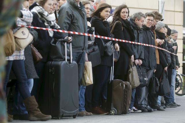 Police control the access to the central train station following bomb attacks in Brussels. (REUTERS) Police control the access to the central train station following bomb attacks in Brussels. (REUTERS)