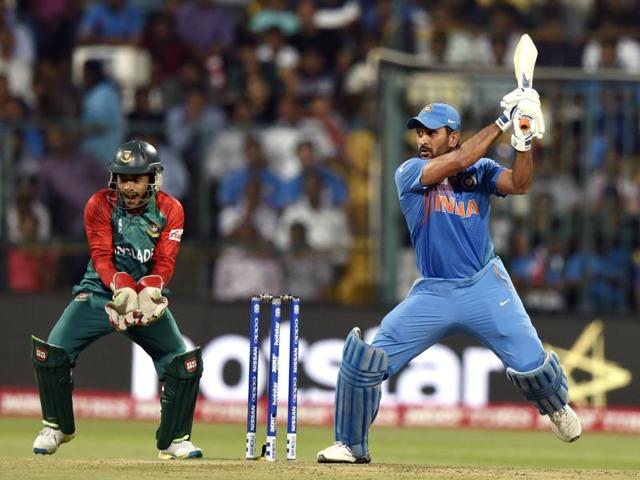 Indian player MS Dhoni during T20 World Cup league match against Bangladesh. (Vipin Kumar/HT Photo) Indian player MS Dhoni during T20 World Cup league match against Bangladesh. (Vipin Kumar/HT Photo)