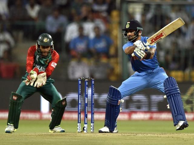 Indian player Virat Kohli during T20 World Cup league match at against Bangladesh at M. Chinnaswamy Stadium in Bangalore. (Vipin Kumar/HT Photo) Indian player Virat Kohli during T20 World Cup league match at against Bangladesh at M. Chinnaswamy Stadium in Bangalore. (Vipin Kumar/HT Photo)