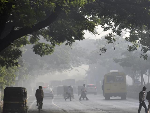 Several parts of the city such as BKC  were covered in smog on Tuesday morning. (Kunal Patil)