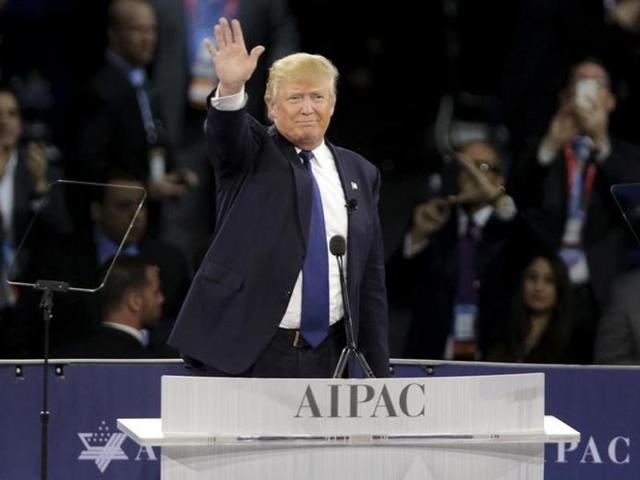 Republican presidential candidate Donald Trump speaks at the 2016 American Israel Public Affairs Committee Policy Conference. (Reuters) Republican presidential candidate Donald Trump speaks at the 2016 American Israel Public Affairs Committee Policy Conference. (Reuters)