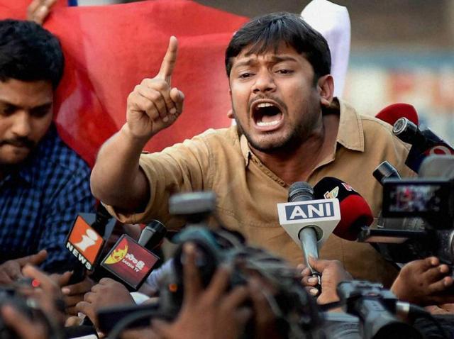 JNUSU President Kanhaiya Kumar addressing the media outside Hyderabad Central University in Hyderabad on Wednesday. (PTI Photo) JNUSU President Kanhaiya Kumar addressing the media outside Hyderabad Central University in Hyderabad on Wednesday. (PTI Photo)