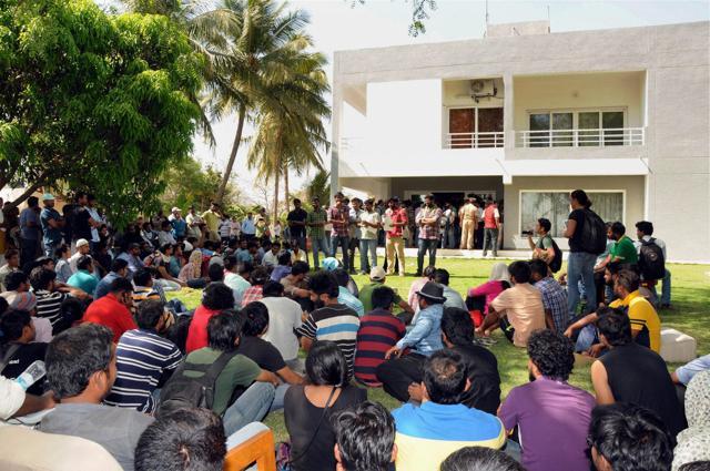 Students of Hyderabad Central University demanding justice for dalit scholar Rohith Vemula. (PTI) Students of Hyderabad Central University demanding justice for dalit scholar Rohith Vemula. (PTI)