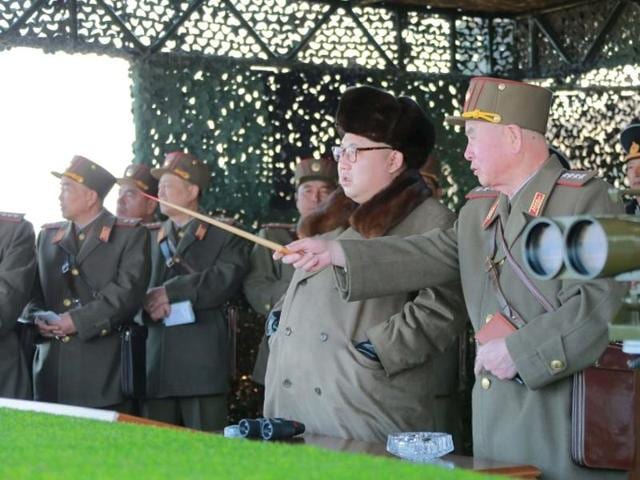 North Korean leader Kim Jong Un watches landing and anti-landing exercises being carried out by the Korean People's Army (KPA). North Korean leader Kim Jong Un watches landing and anti-landing exercises being carried out by the Korean People's Army (KPA).