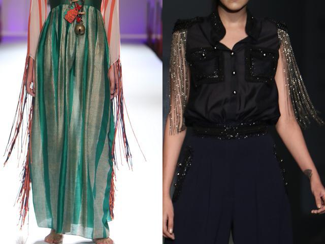 Fringed sleeves at Anupama Dayal and Pankaj-Nidhi from the recently concluded fashion week in the city (Raajessh Kashyap/HT) Fringed sleeves at Anupama Dayal and Pankaj-Nidhi from the recently concluded fashion week in the city (Raajessh Kashyap/HT)