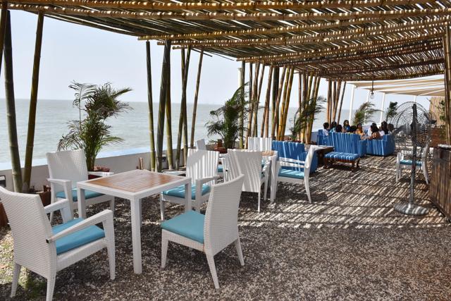 Boardwalk is surrounded by sea on three sides. On your right you can see the jetties, straight up the Mumbai harbour and on the left the Mandwa beach. (Pratham Gokhale/HT Photo)