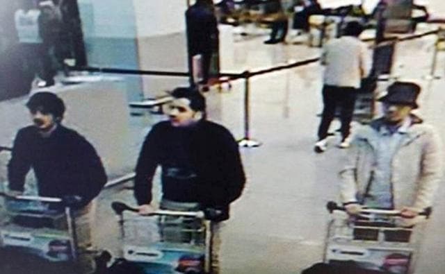 This CCTV image from the Brussels Airport surveillance cameras shows what officials believe may be suspects in the Zavemtem Airport attack on March 22. (Reuters Photo) This CCTV image from the Brussels Airport surveillance cameras shows what officials believe may be suspects in the Zavemtem Airport attack on March 22. (Reuters Photo)