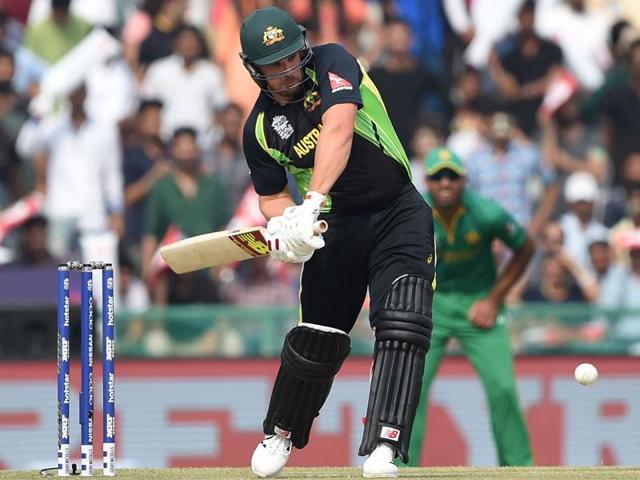 Australia's Aaron Finch plays a shot during the World T20 cricket tournament match between Australia and Pakistan. (AFP Photo) Australia's Aaron Finch plays a shot during the World T20 cricket tournament match between Australia and Pakistan. (AFP Photo)