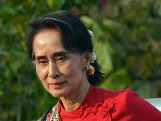Leader of National League for Democracy party (NLD) Aung San Suu Kyi arrives to attend a meeting of her party's lawmakers in Naypyitaw, Myanmar. (AP) Leader of National League for Democracy party (NLD) Aung San Suu Kyi arrives to attend a meeting of her party's lawmakers in Naypyitaw, Myanmar. (AP)