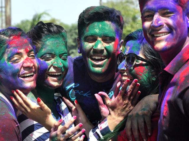 Holi Festival Celebration in Panchkula. (Sant Arora/HT Photo )