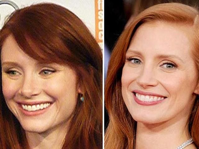 If anything was letting you differentiate between Bryce Dallas Howard (left) and Jessica Chastain, the red hair did the trick. (HT PHOTO)
