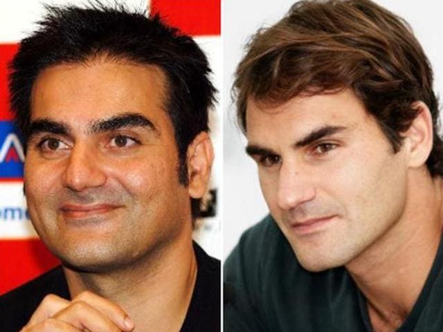 Never mind that Bhai’s ‘bhai’ Arbaaz (left) had a blink-and-you-will-miss kind of acting stint. Still, the celeb we’re comparing him with is no less than a legend. Roger Federer and Arbaaz have the same soft features, and the same nose and the same thick eyebrows. (HT PHOTO)