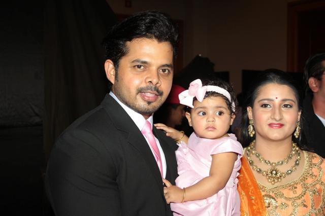S Sreesanth with his wife Bhuvaneshwari Kumari and daughter Sree Sanvika in Mumbai. (IANS Photo) S Sreesanth with his wife Bhuvaneshwari Kumari and daughter Sree Sanvika in Mumbai. (IANS Photo)