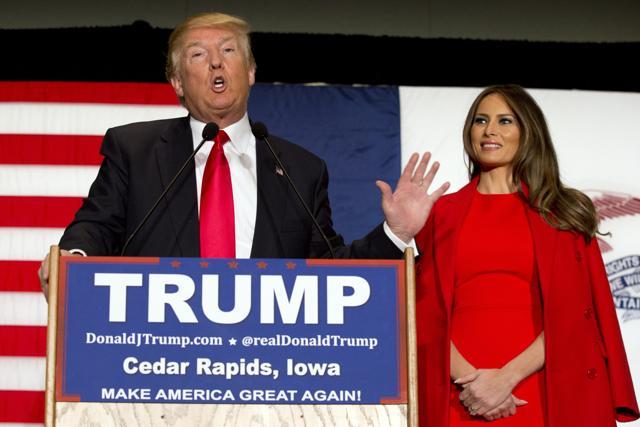 Donald Trump with his wife Melania Trump during a campaign event in Cedar Rapids, Iowa. (AP) Donald Trump with his wife Melania Trump during a campaign event in Cedar Rapids, Iowa. (AP)