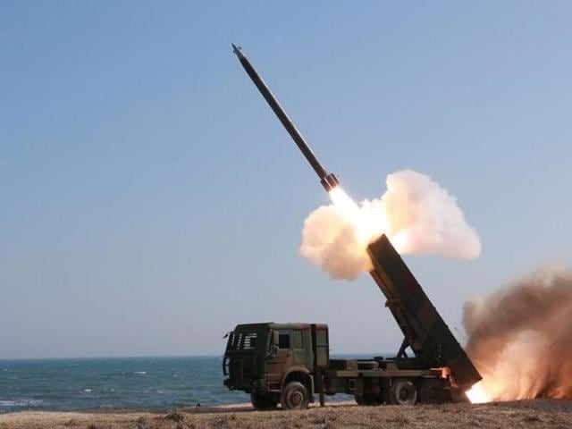 Multiple rocket launchers are seen being fired during a military drill at an unknown location in this undated photo released by North Korea's Korean Central News Agency (KCNA) on Saturday. (Reuters) Multiple rocket launchers are seen being fired during a military drill at an unknown location in this undated photo released by North Korea's Korean Central News Agency (KCNA) on Saturday. (Reuters)