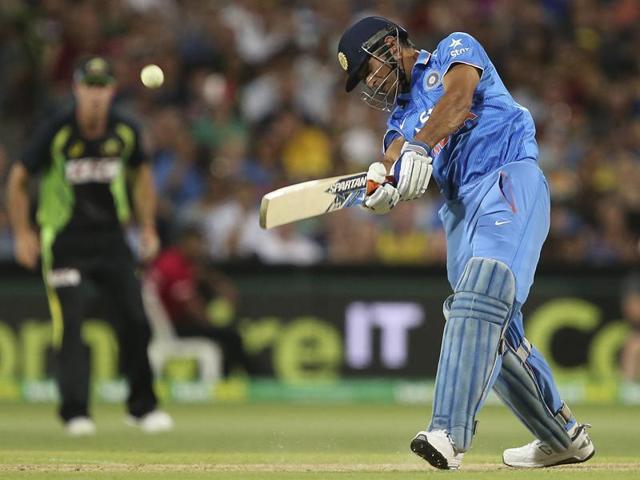 MS Dhoni hits a six during their T20 International cricket match against Australia in Adelaide, Australia.(AP File Photo) MS Dhoni hits a six during their T20 International cricket match against Australia in Adelaide, Australia.(AP File Photo)