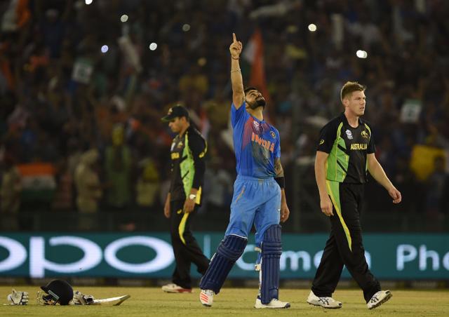 Kohli thanks the heavens after his match-winning effort. (AFP) 