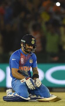 Virat Kohli celebrates after guiding India past the finish line. (AFP Photo) Virat Kohli celebrates after guiding India past the finish line. (AFP Photo)